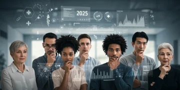 People reviewing 2025 health benefits changes on a screen